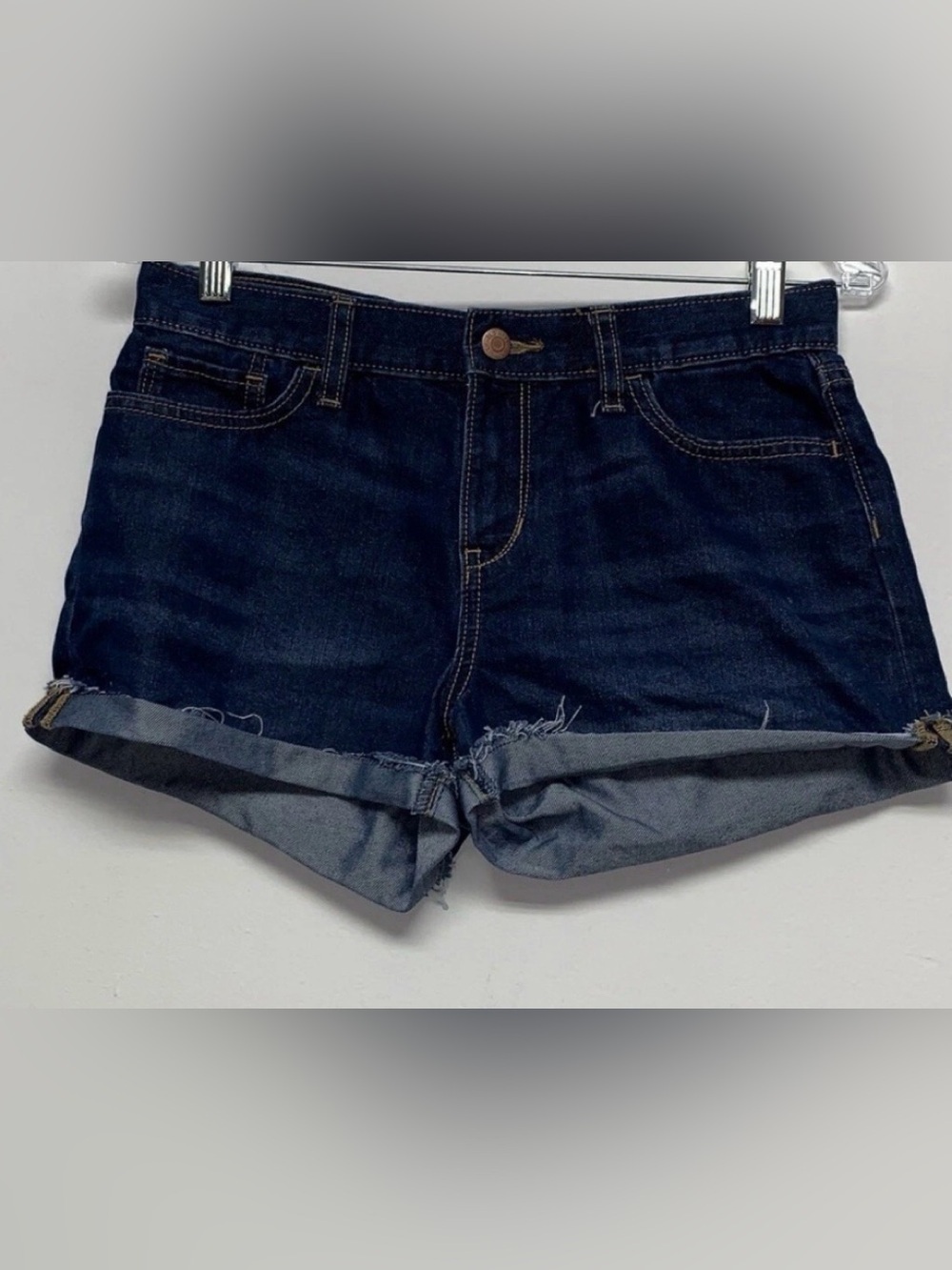 OLD NAVY Girls Size 16 Denim Rough Hem Cuffed Blue Jean Shorts